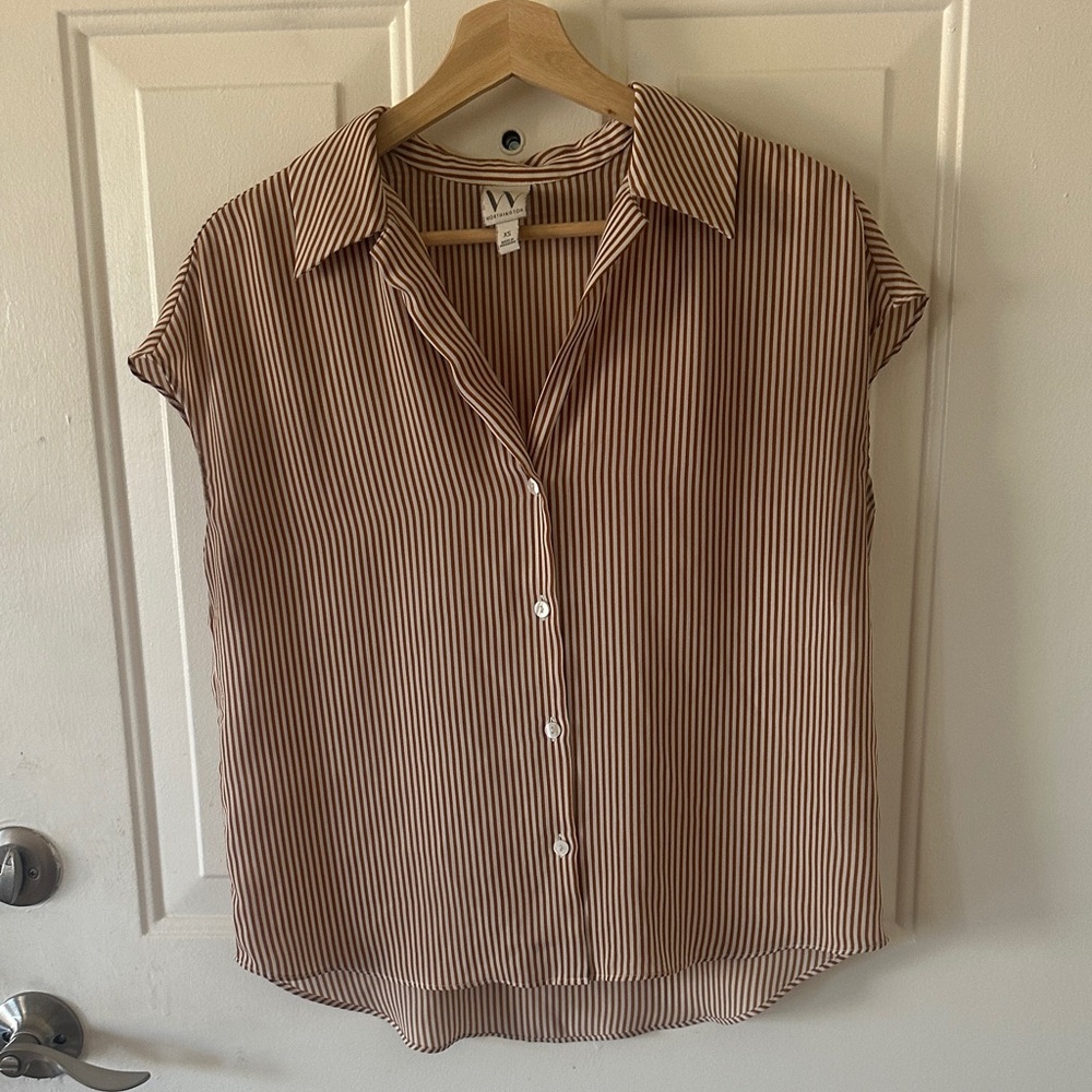 Worthington Brown Striped Button-Down Shirt